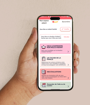 espace aidant sur l'application gabby pour aider les aidants face à la dépendance de leur proche senior plus de 65 ans